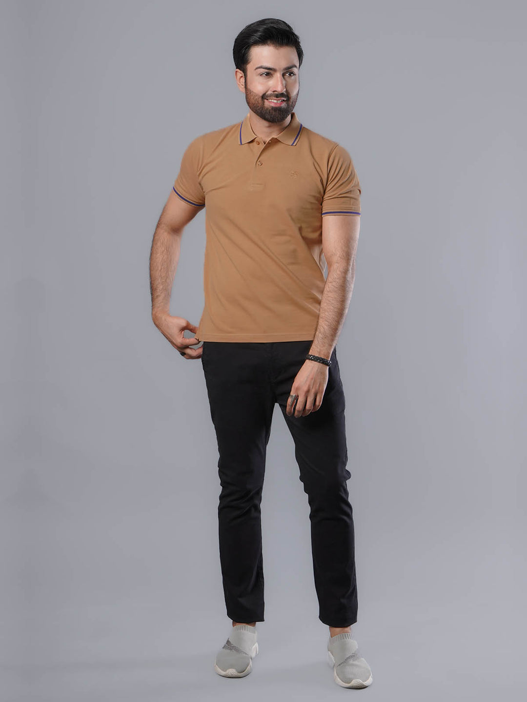 Mustard Classic Half Sleeves Cotton Polo T-Shirt (POLO-564)