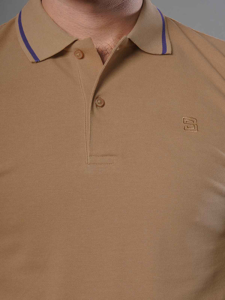 Mustard Classic Half Sleeves Cotton Polo T-Shirt (POLO-564)