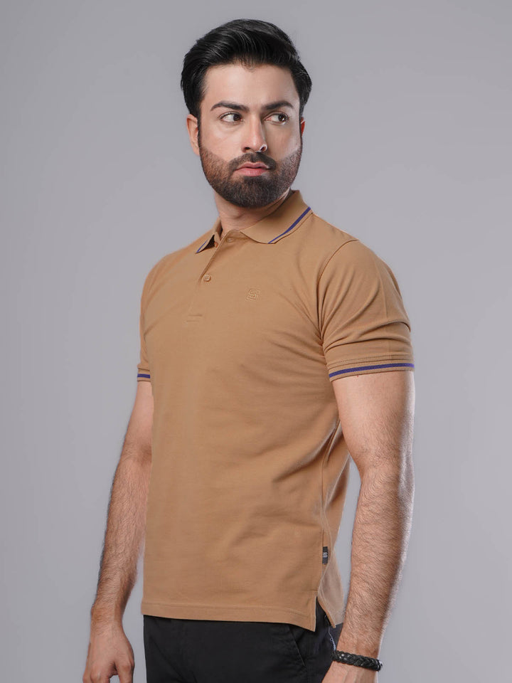 Mustard Classic Half Sleeves Cotton Polo T-Shirt (POLO-564)