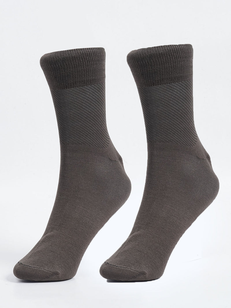 Brown Textured Socks (SOCKS-1041)