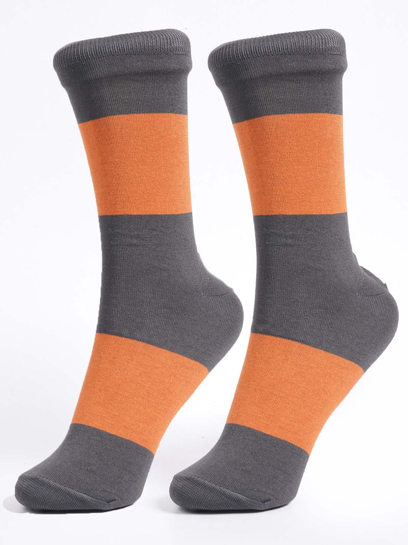 Charcoal & Orange Color Designer Socks (SOCKS-1255)
