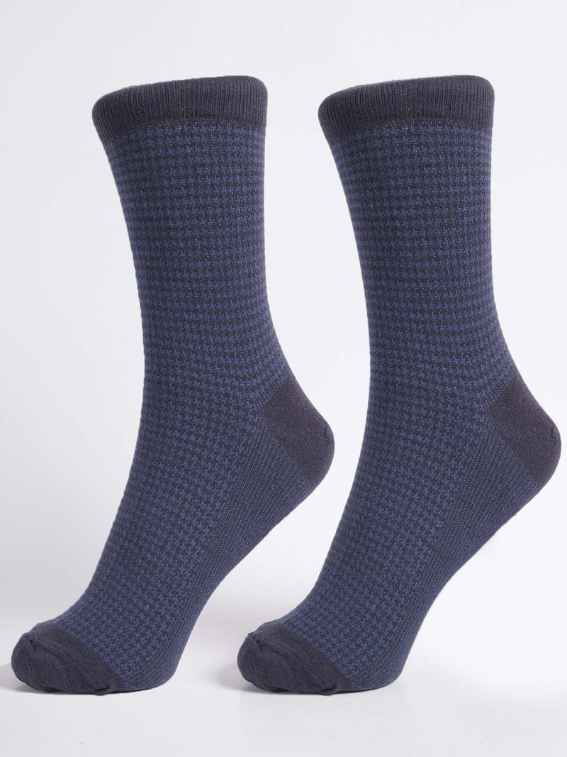 Navy Blue Textured Socks (SOCKS-1293)