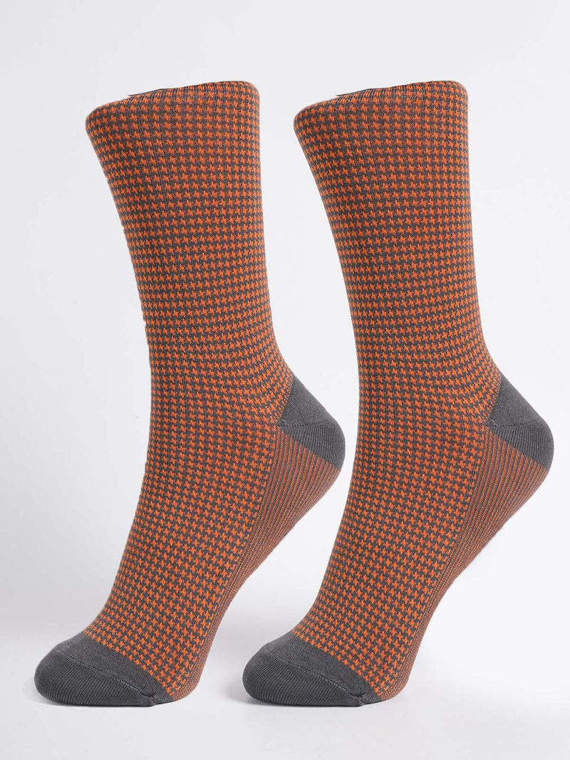 Gray & Orange Textured Socks (SOCKS-1298)