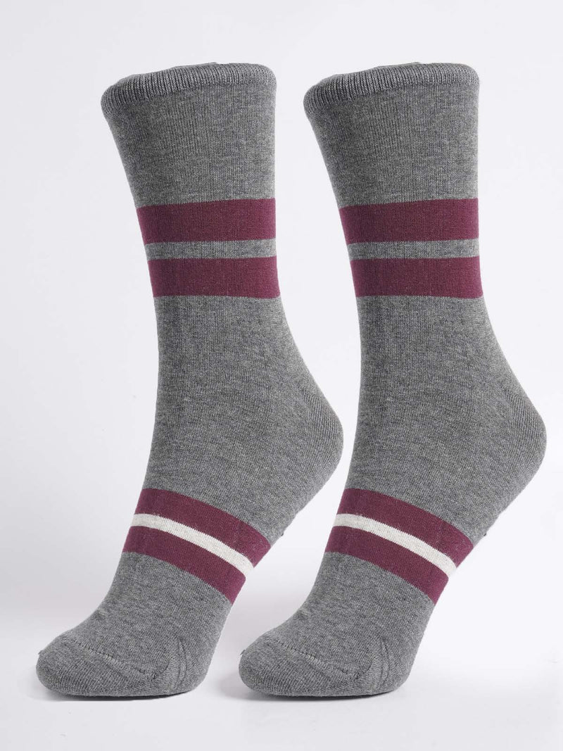 Gray and Maroon Designer Socks (SOCKS-1299)