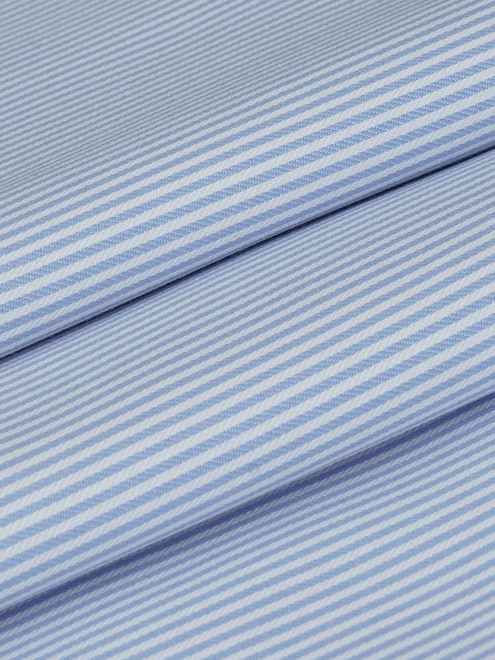 Sky Blue & White Bengal Stripes Bespoke Shirt (BSST-014)