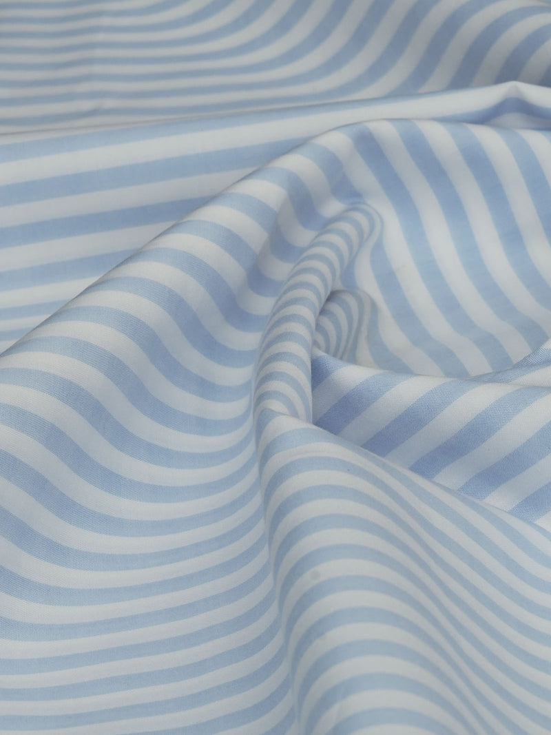 Sky Blue & White Banker Stripes Bespoke Shirt (BSST-039)