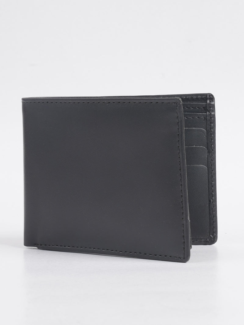 Black Plain Leather Wallet (W-207)