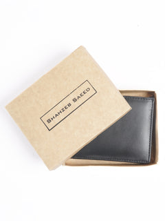 Black Plain Leather Wallet (W-207)
