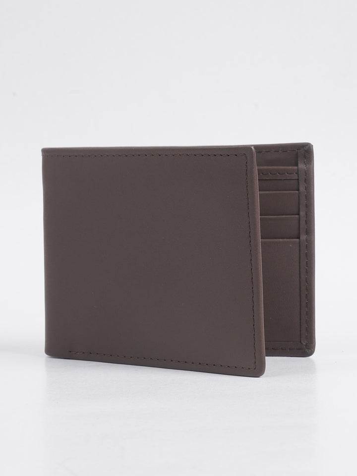 Brown Plain Leather Wallet (W-208)