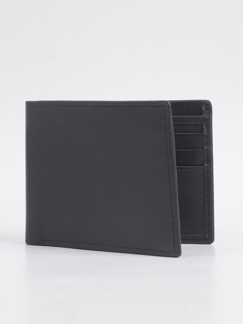 Black Plain Leather Wallet (W-209)