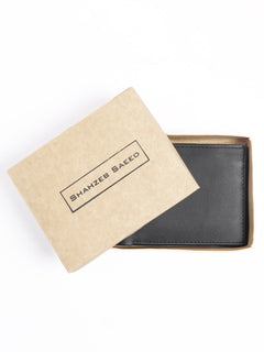 Black Plain Leather Wallet (W-209)