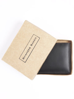 Black Plain Leather Wallet (W-211)