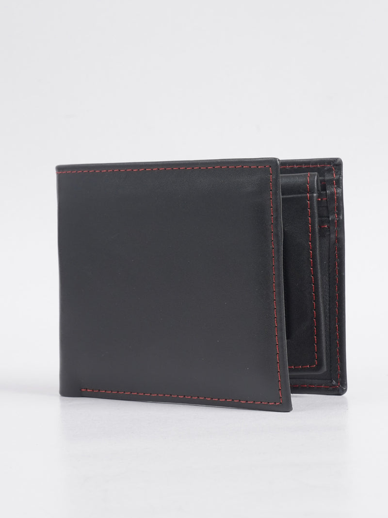 Black Plain Leather Wallet (W-213)