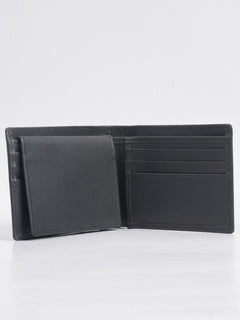 Black Plain Leather Wallet (W-218)