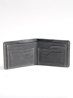 Black Plain Leather Wallet (W-224)