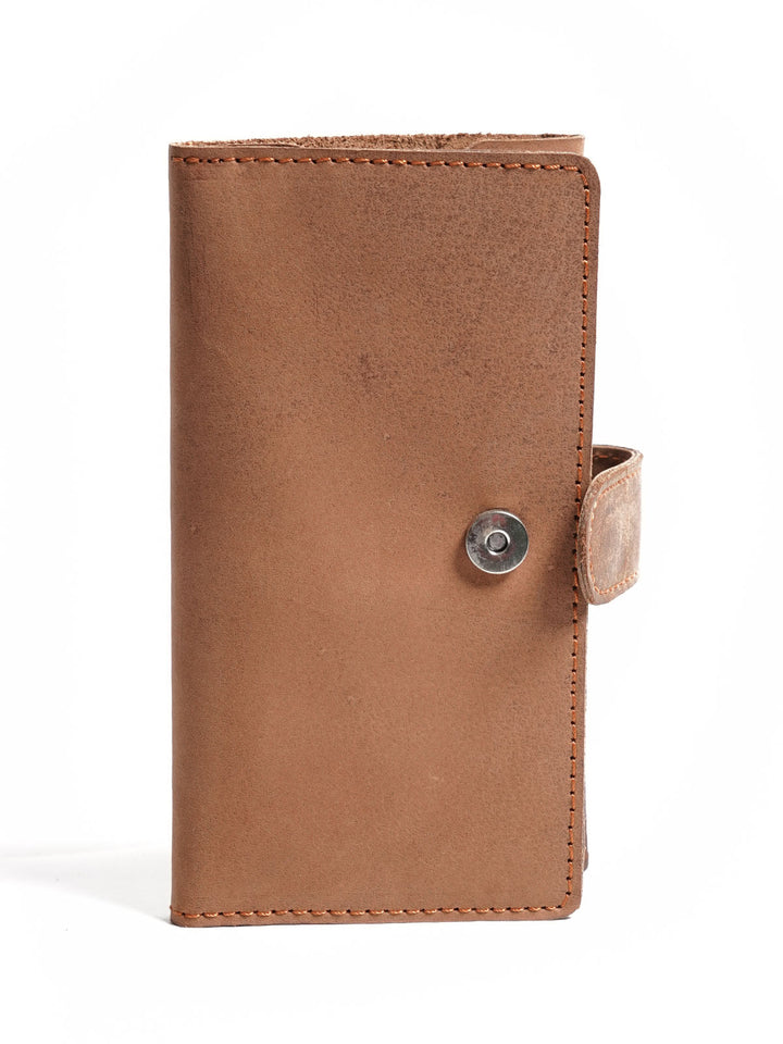 Brown Textured Leather Long Wallet (W-226)