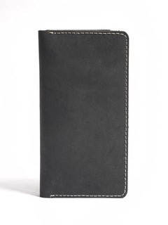 Black Leather Long Wallet (W-227)