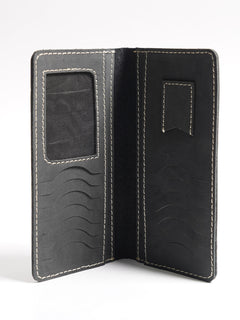 Black Leather Long Wallet (W-227)