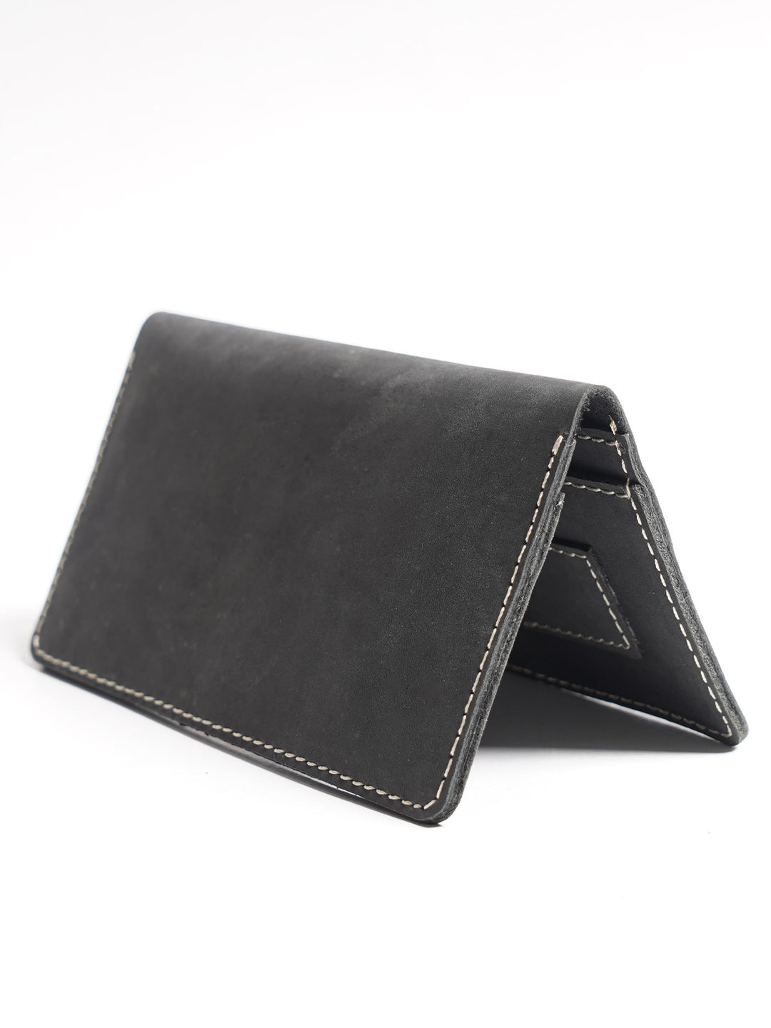 Black Leather Long Wallet (W-227)