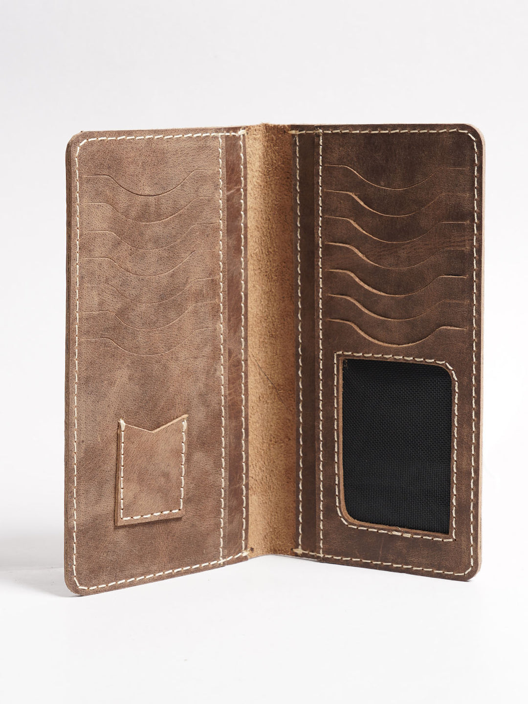 Light Brown Textured Leather Long Wallet (W-229)