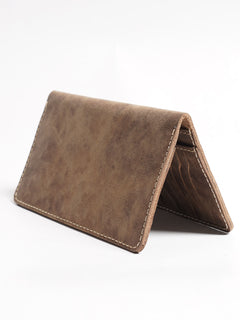 Light Brown Textured Leather Long Wallet (W-229)