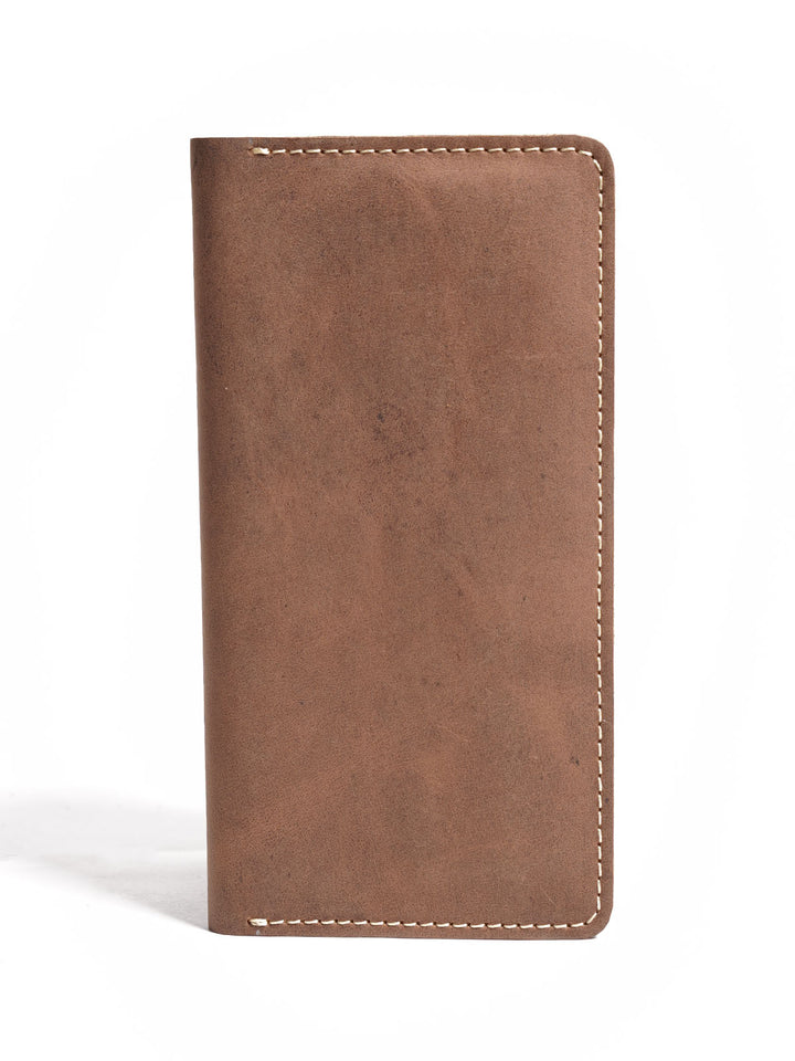 Light Brown Textured Leather Long Wallet (W-230)