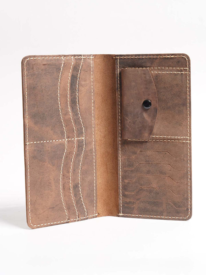 Light Brown Textured Leather Long Wallet (W-230)