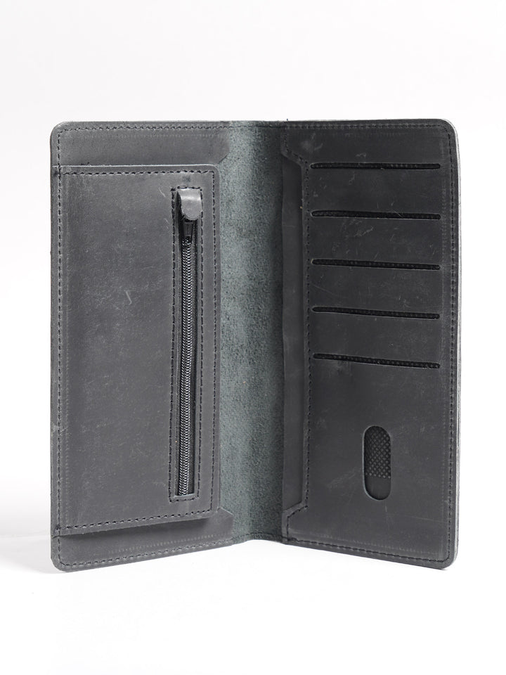 Black Long Leather Wallet (W-231)