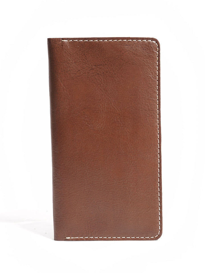 Brown Textured Leather Long Wallet (W-233)