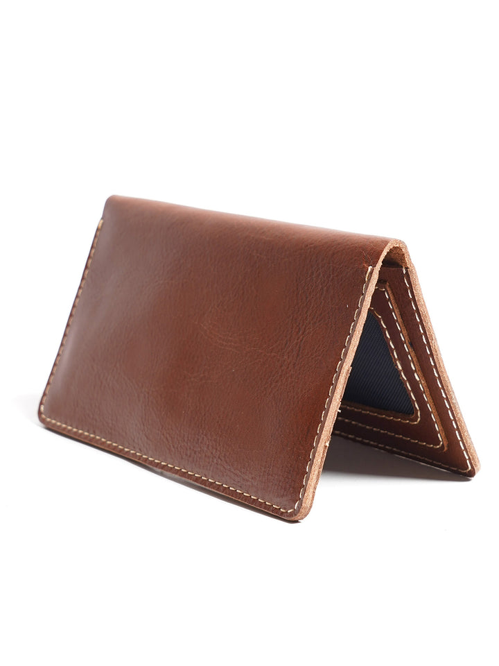 Brown Textured Leather Long Wallet (W-233)