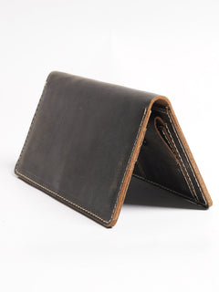 Dark Brown Textured Leather Long Wallet (W-237)