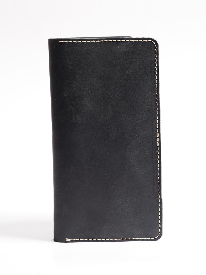 Brown & Black Leather Long Wallet (W-238)