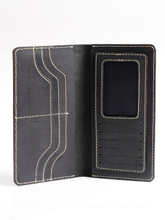 Brown & Black Leather Long Wallet (W-238)