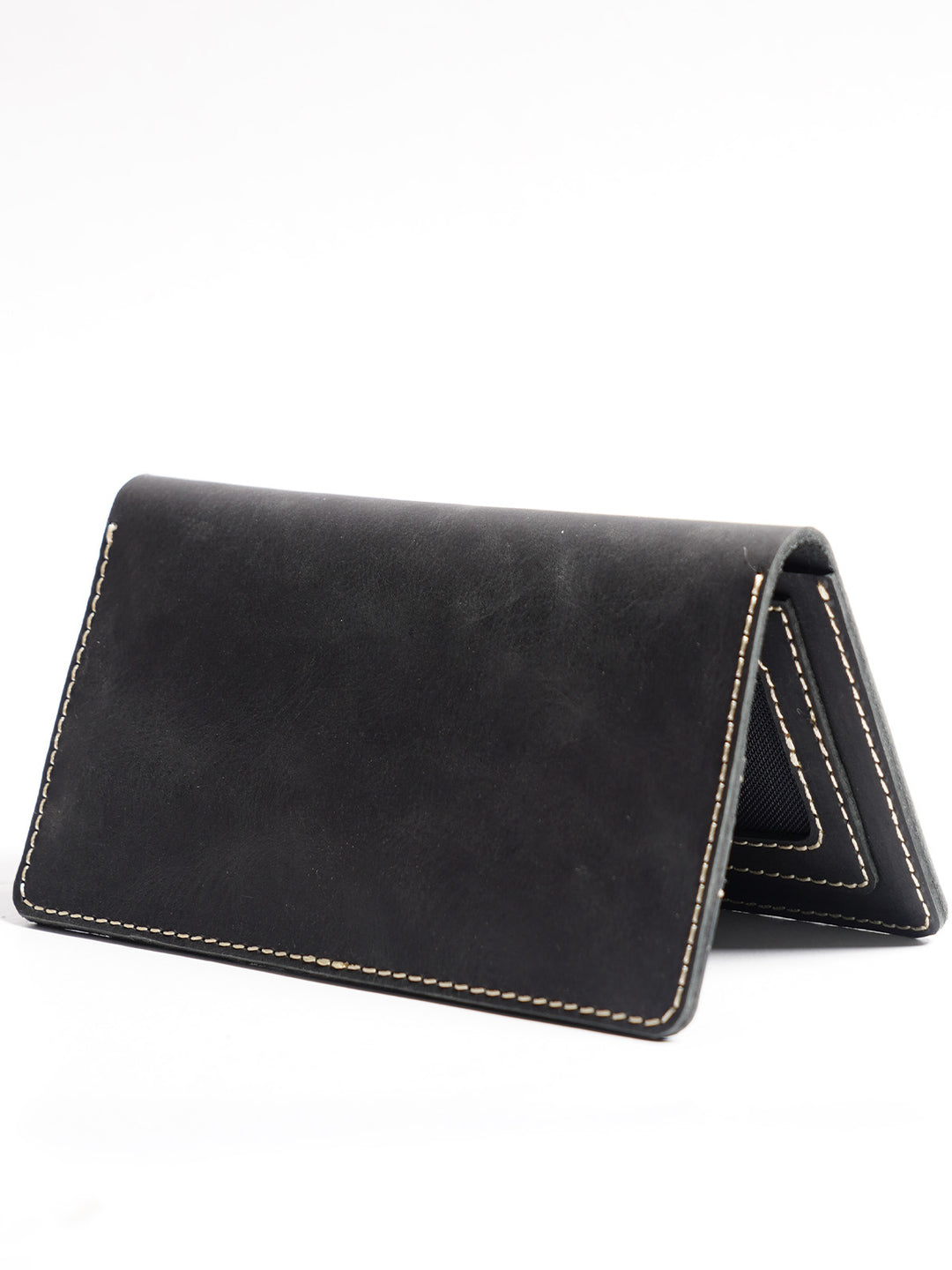 Brown & Black Leather Long Wallet (W-238)