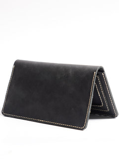 Brown & Black Leather Long Wallet (W-238)