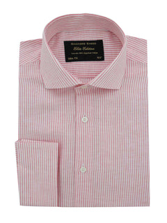 White & Pink Stripe, Elite Edition, French Collar Men’s Formal Shirt  (RTW-2416)