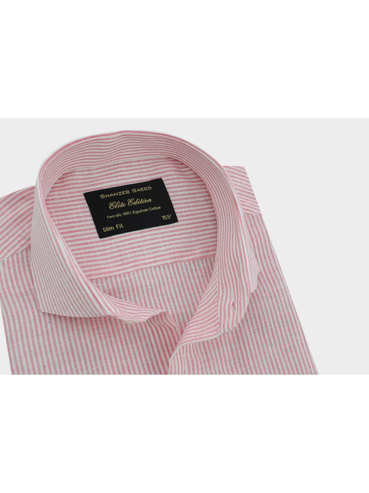 White & Pink Stripe, Elite Edition, French Collar Men’s Formal Shirt  (RTW-2416)