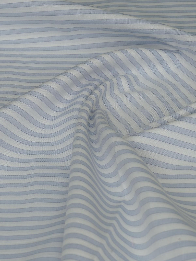Sky Blue & White Horizontal Striped Bespoke Shirt (BSST-010)
