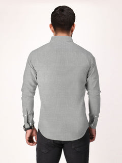 Light Grey Self Button Down Casual Shirt (CSW-325)