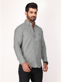 Light Grey Self Button Down Casual Shirt (CSW-325)