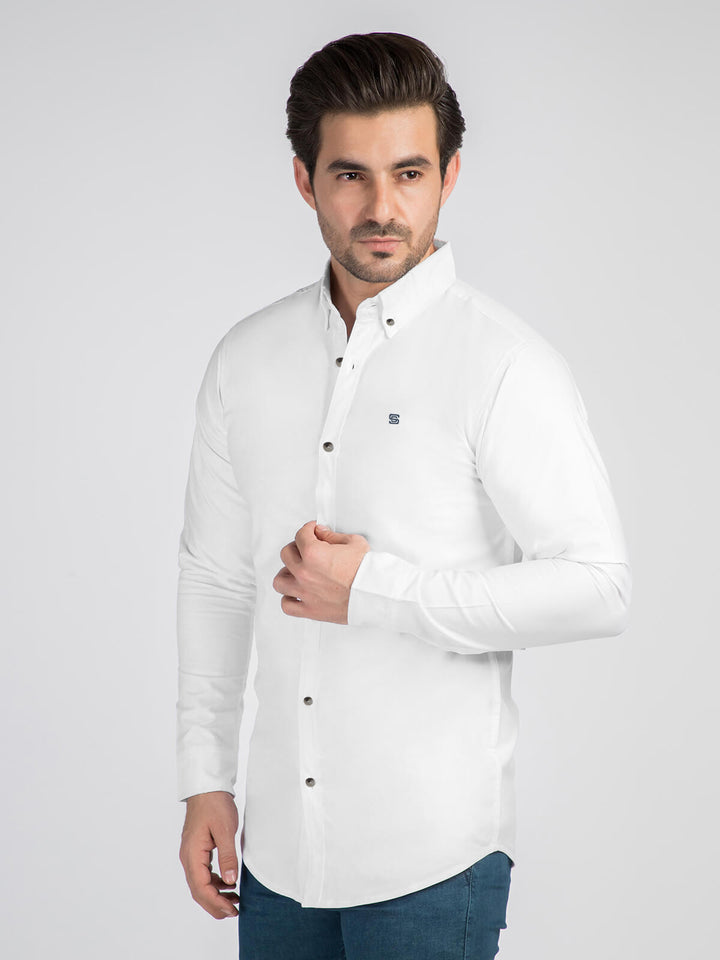 White Button Down Casual Shirt (CSW-338)