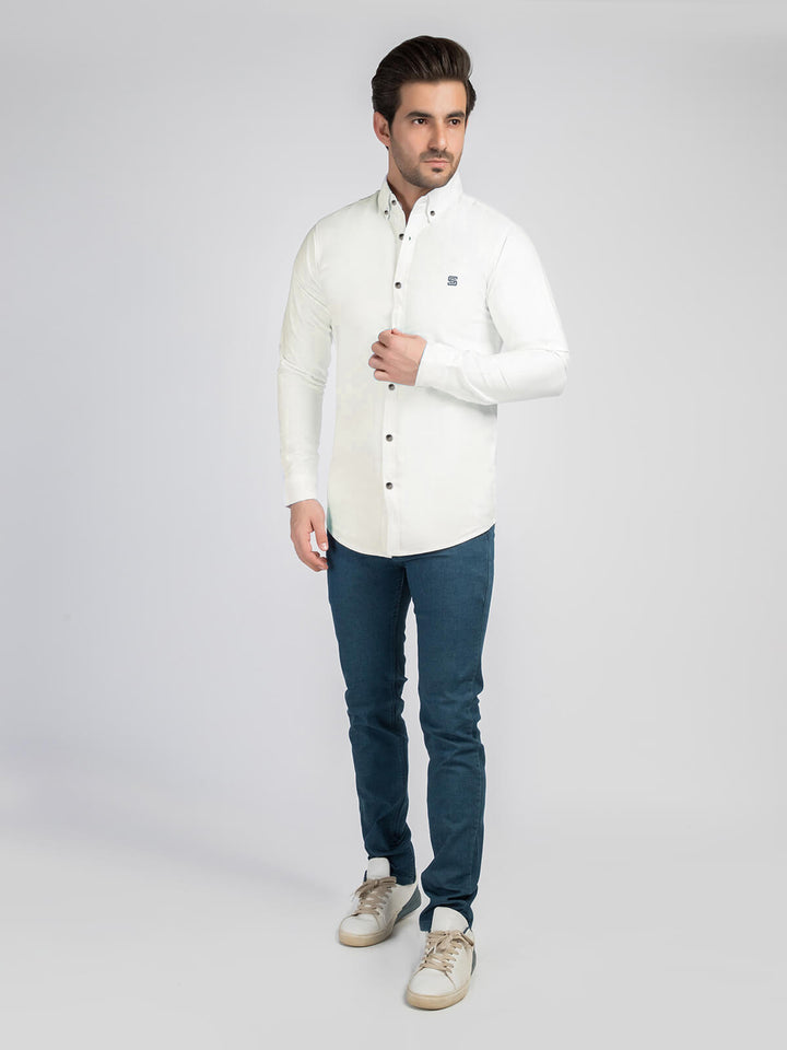 White Button Down Casual Shirt (CSW-340)