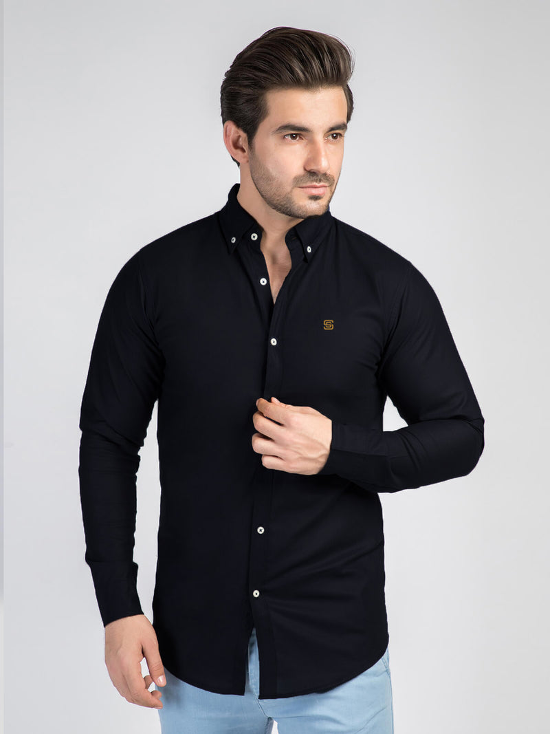 Black Button Down Casual Shirt (CSW-344)