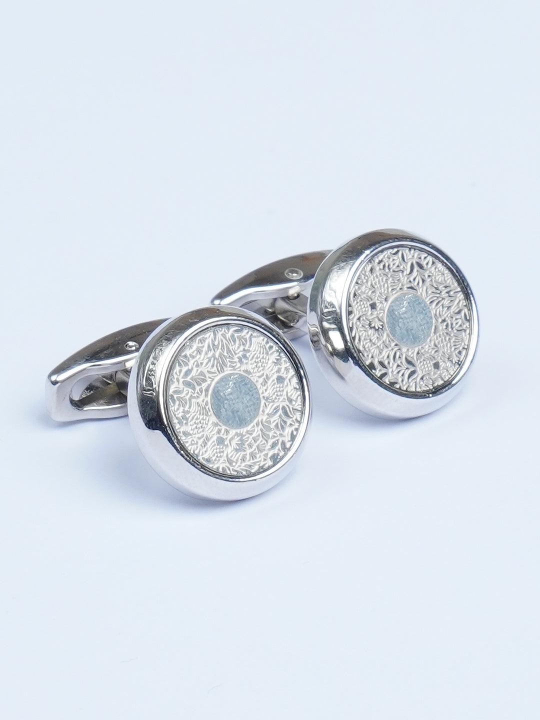 Silver Round Designer Cufflink (CUFFLINK-528)