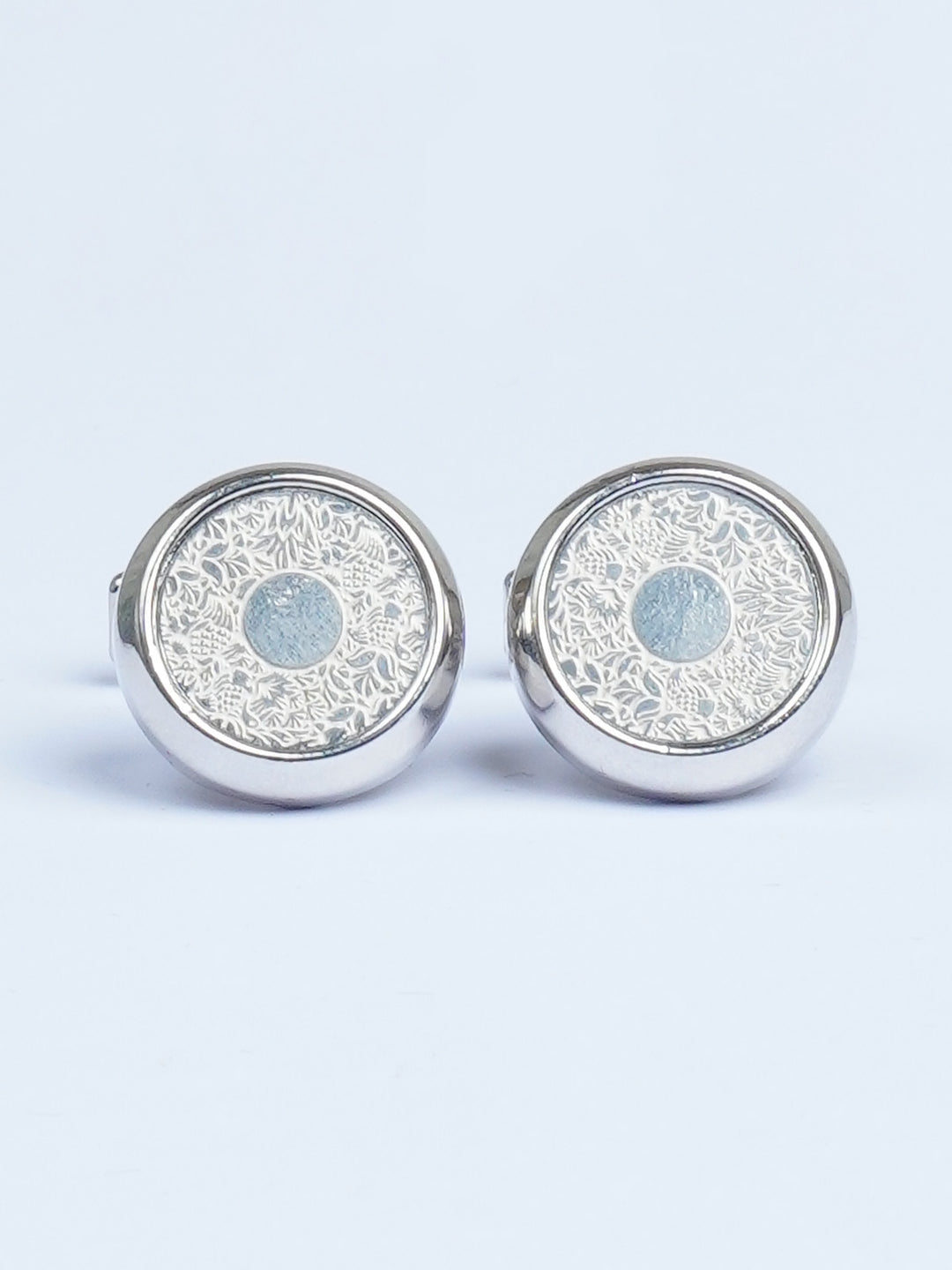 Silver Round Designer Cufflink (CUFFLINK-528)