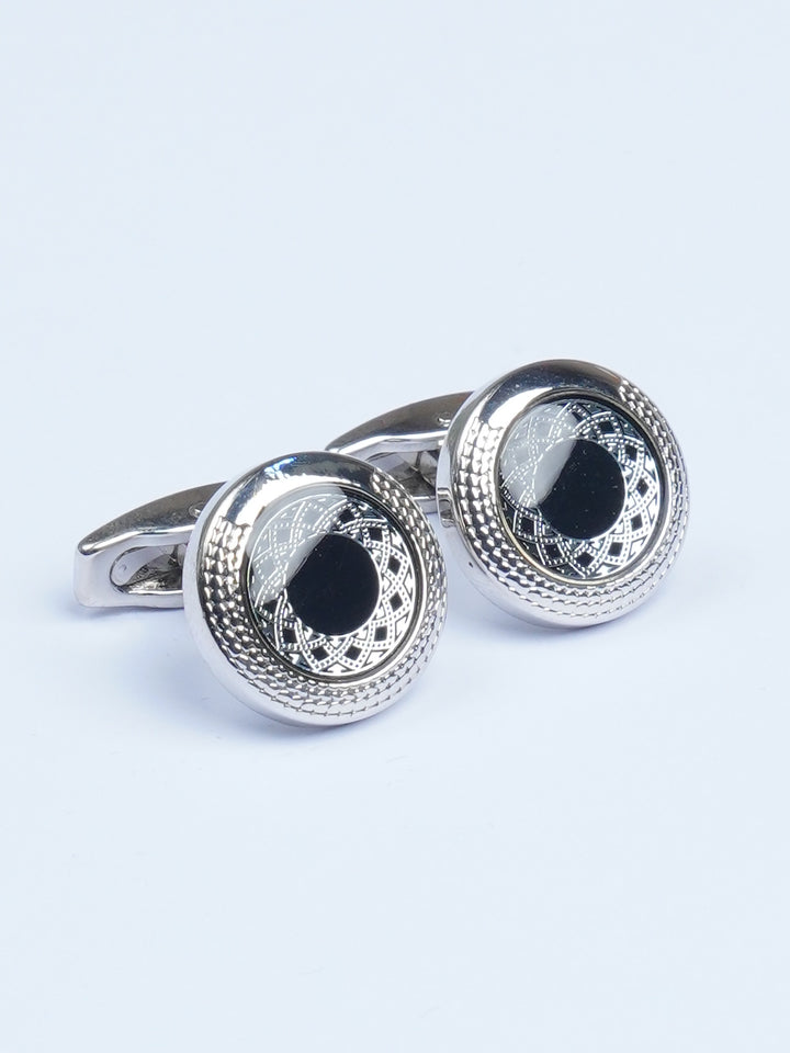 Silver Round Designer Cufflink (CUFFLINK-529)