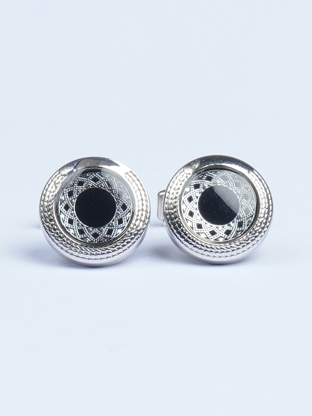 Silver Round Designer Cufflink (CUFFLINK-529)