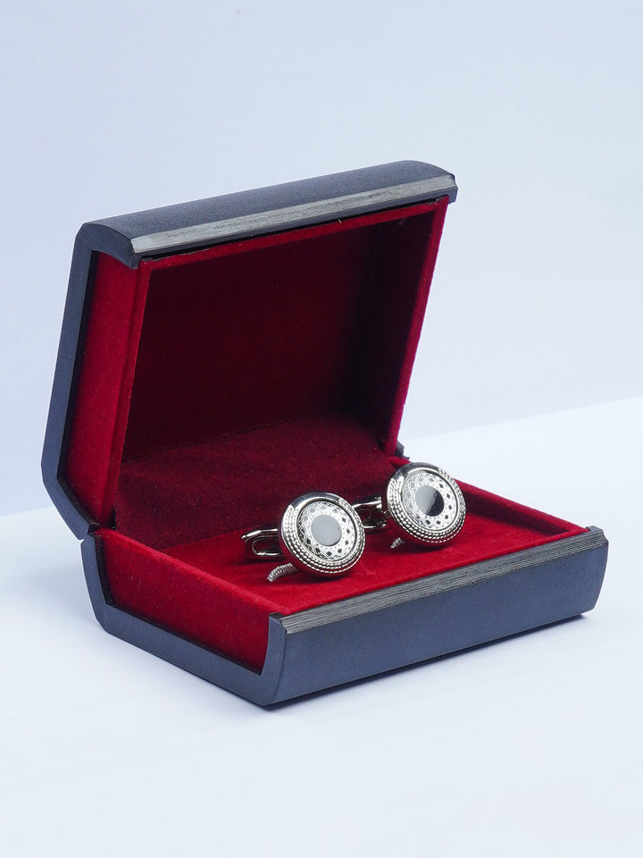 Silver Round Designer Cufflink (CUFFLINK-529)