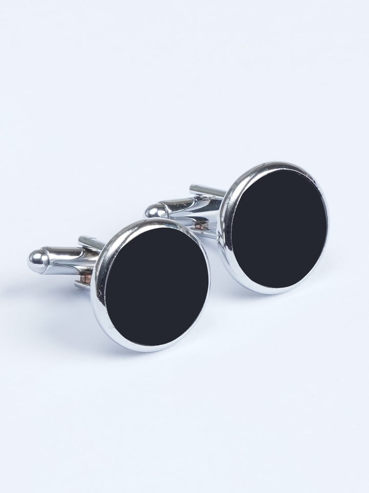 Black Stone Round Designer Cufflink (CUFFLINK-530)