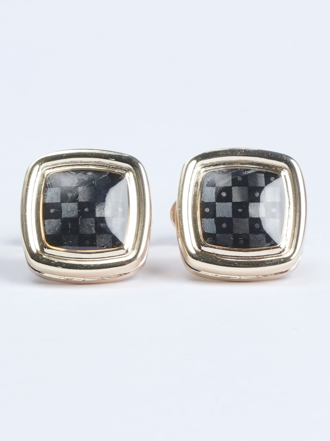 Golden Checkerboard Designer Cufflink (CUFFLINK-536)